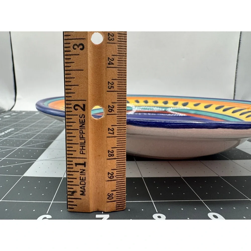 Pier 1 Italian Swirl Pasta Bowls Set of 2 Blue Orange Yellow‎ Handpainted Italy